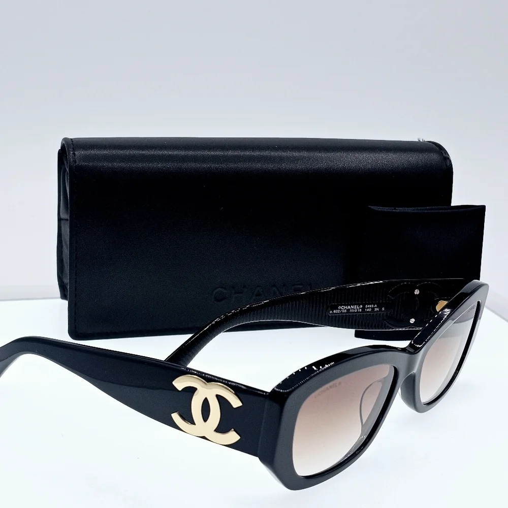 Chanel 5493-A C622/S5 Women's Black/Brown Gradient Sunglasses - Picture 14 of 16